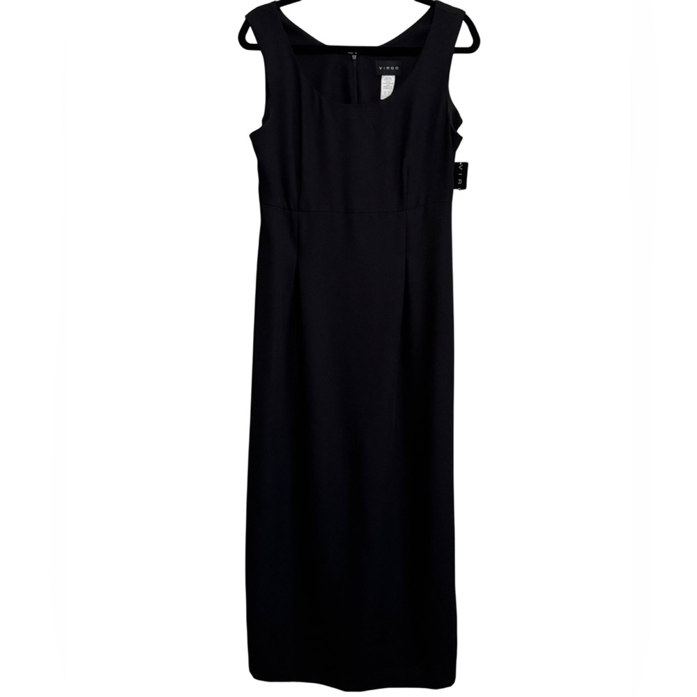 Virgo Women’s Classic Black Sleeveless Midi Dress, Sz 12